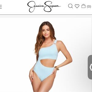 Jessica Simpson Cut Out One Piece in Powder Blue
